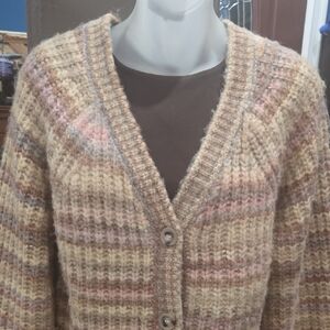 Jessica Simpson Multicolor Knit Button Closure Cardigan, L